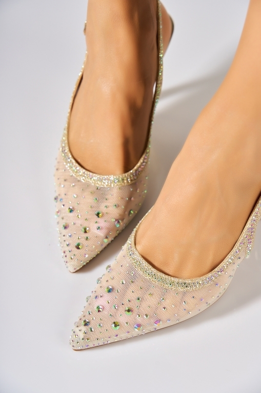 Pantofi dama eleganti Auriu din Glitter Merie - Img 4