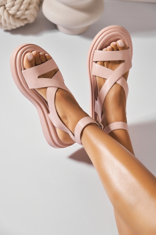 Sandale dama cu platforma Nude din Piele Ecologica Dhanvi - Img 2