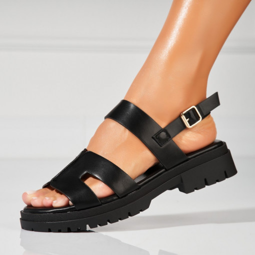 Sandale fara Toc din Piele Ecologica dama Negre Emilea - Img 3