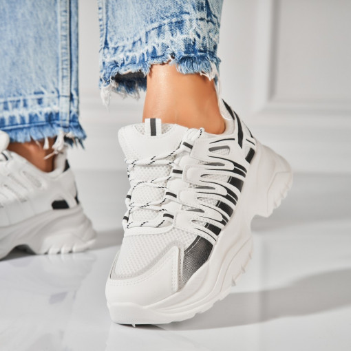 Adidasi Dama Albi din Piele Ecologica Aiana - Img 3