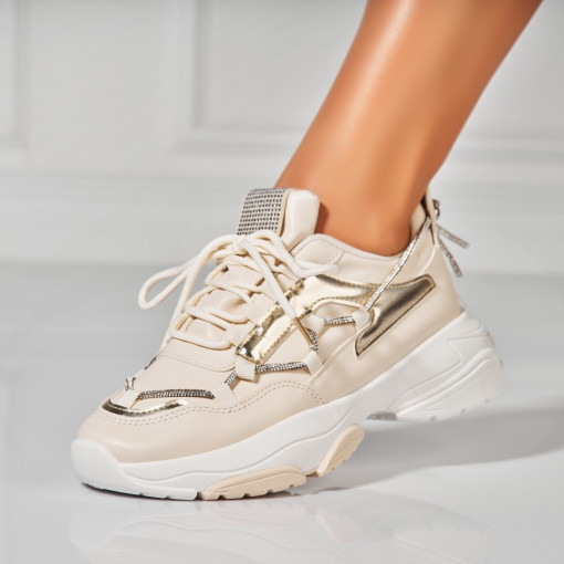 Adidasi Dama Bej din Piele Ecologica Savan - Img 3