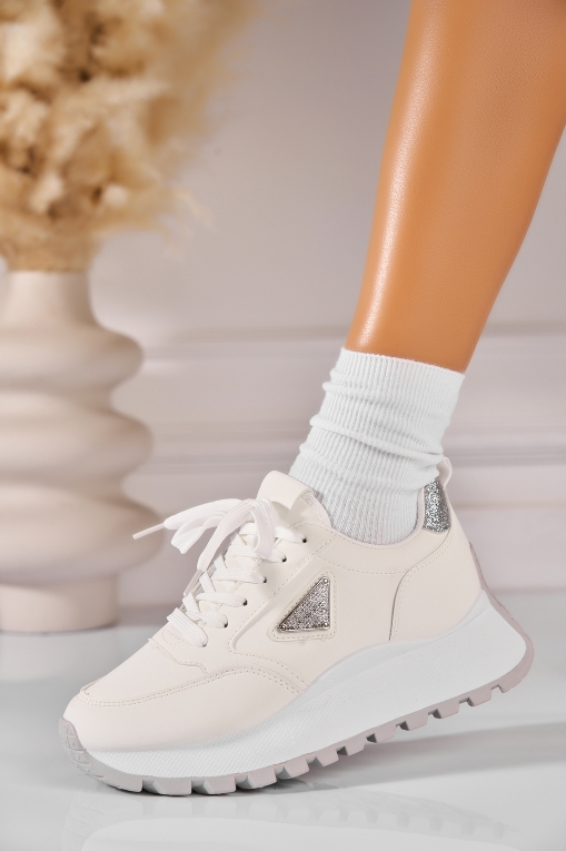 Adidași de damă Piele Ecologica Alb Alexsa - Img 1