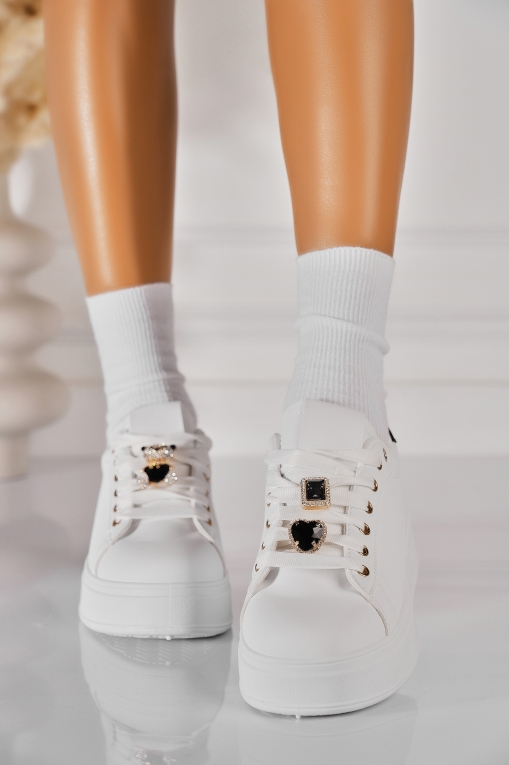 Adidași de damă Piele Ecologica Alb Hasley - Img 5