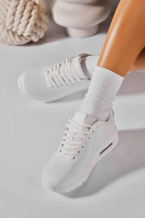 Adidași de damă Piele Ecologica Alb Nelya - Img 3
