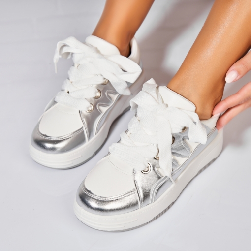 Adidași de damă Piele Ecologica Argintiu Kylia - Img 3