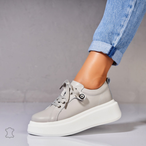 Adidasi Piele Naturala Gri Tryce - Img 3