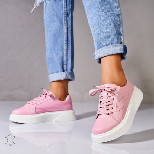 Adidasi Piele Naturala Roz Sivan - Img 2