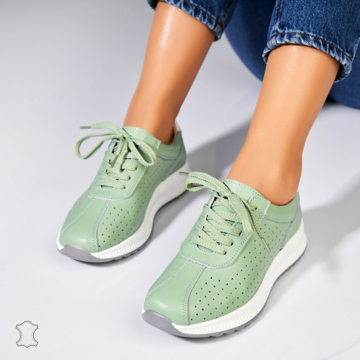 Adidasi Piele Naturala Verzi Maryjane - Img 2