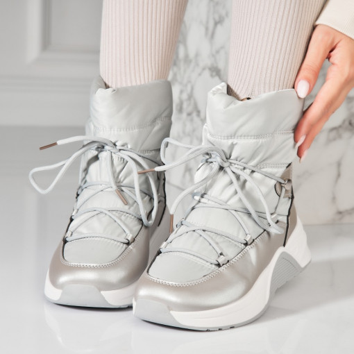 Cizme Dama Imblanite Argintii din Piele Ecologica Keyla - Img 3