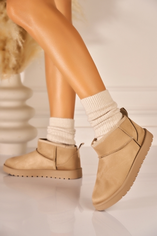 Cizme Dama Imblanite Kaki din Piele Ecologica Intoarsa Keona - Img 2