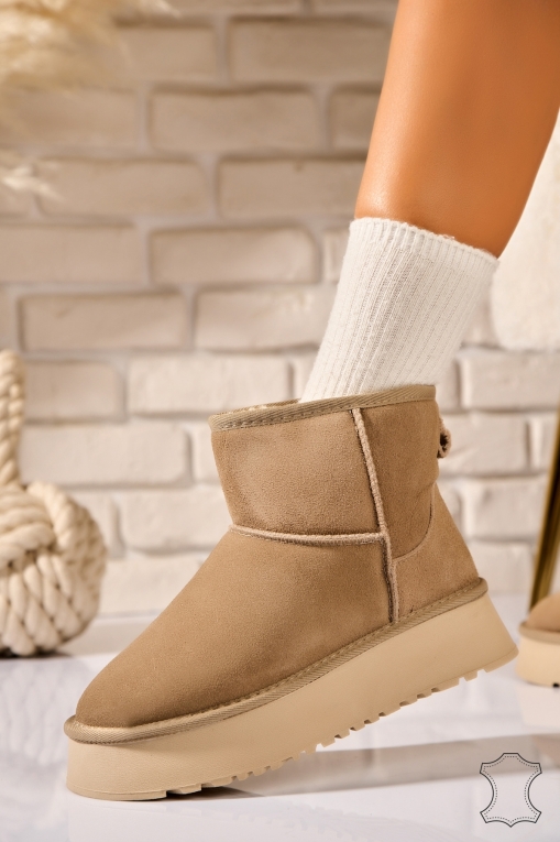 Cizme Piele Naturala Intoarsa dama Kaki Driana - Img 3