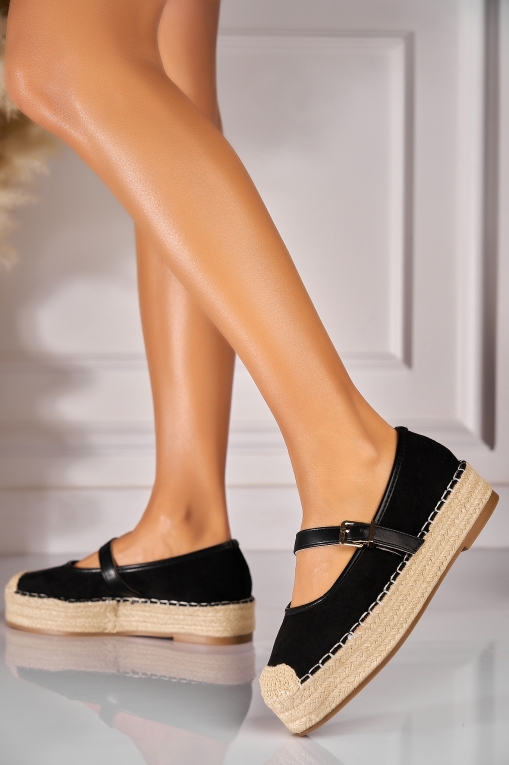 Espadrile dama Negre din Piele Ecologica Intoarsa Darcey - Img 2