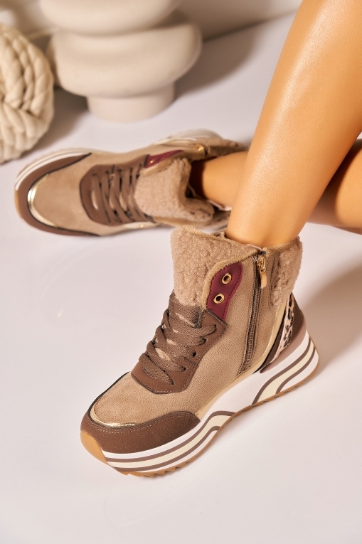 Ghete Dama Imblanite Maro din Piele Ecologica Intoarsa Savys - Img 3