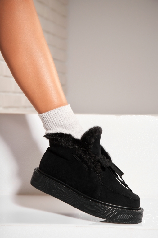 Ghete Dama Imblanite Negre din Piele Ecologica Intoarsa Zayla - Img 2