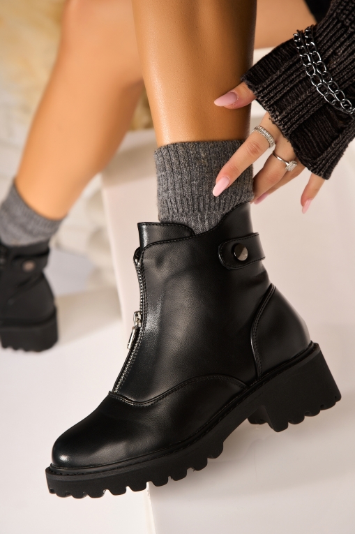 Ghete Dama Imblanite Negre din Piele Ecologica Zyon - Img 3