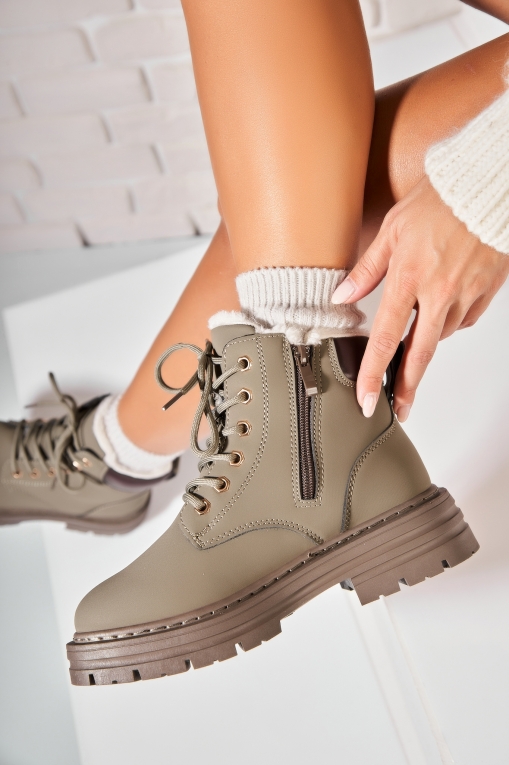 Ghete Dama Imblanite Verzi din Piele Ecologica Safana - Img 4