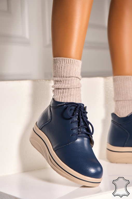 Ghete Piele Naturala dama Bleumarin Yuliya - Img 3