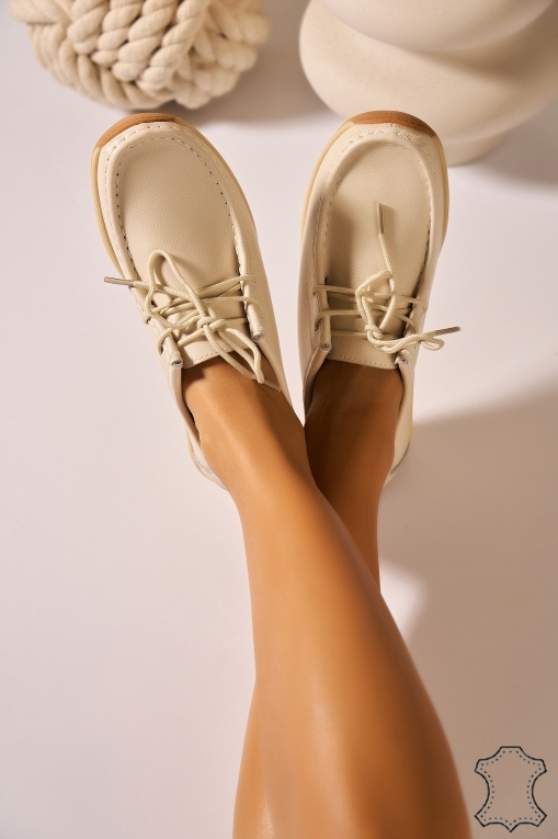 Mocasini dama Piele Naturala Bej Haisley - Img 3