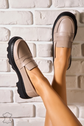 Mocasini dama Piele Naturala Bej Jaylei - Img 3