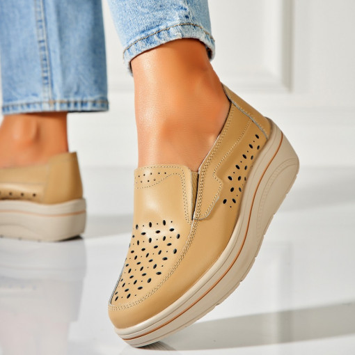 Mocasini dama Piele Naturala Bej Nazari - Img 2