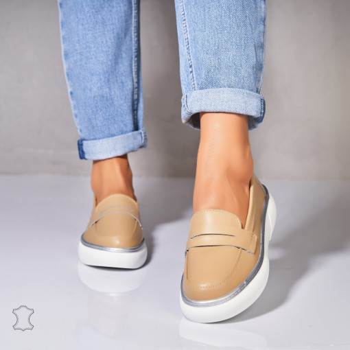 Mocasini dama Piele Naturala Bej Neyda - Img 2