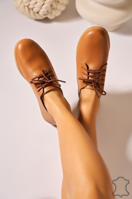 Mocasini dama Piele Naturala Camel Delia - Img 2