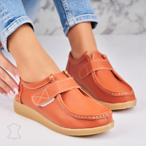 Mocasini dama Piele Naturala Portocalii Genesi - Img 2