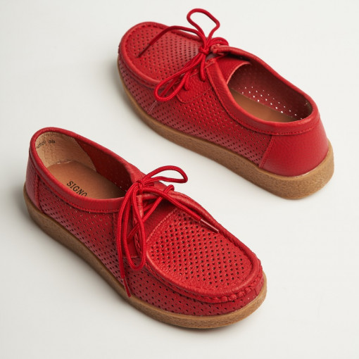 Mocasini dama Piele Naturala Rosii Jyana - Img 3