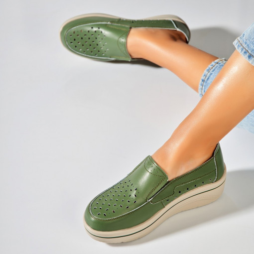 Mocasini dama Piele Naturala Verzi Nazari - Img 2