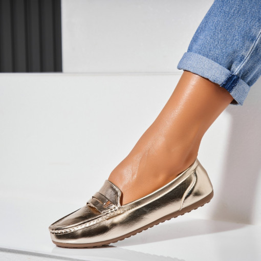 Pantofi dama casual Auriu din Piele Ecologica Jaxel - Img 3
