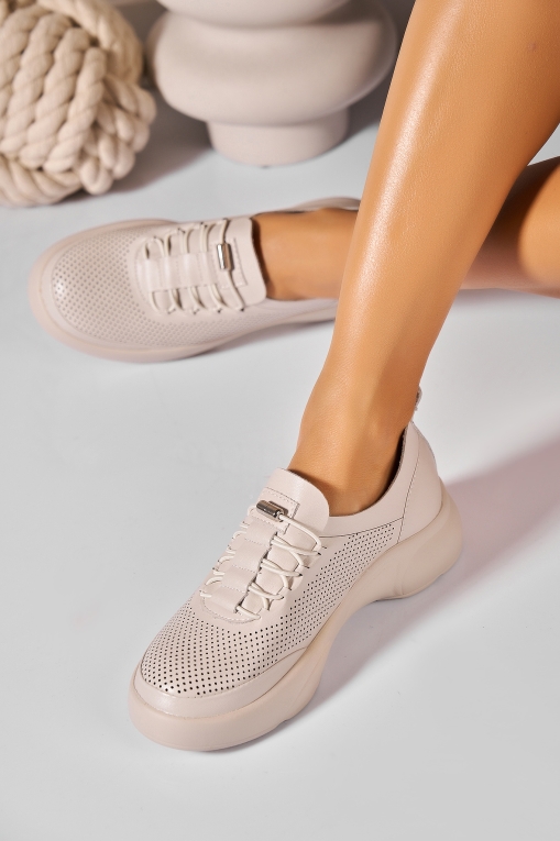 Pantofi dama casual Bej din Piele Ecologica Azia - Img 2