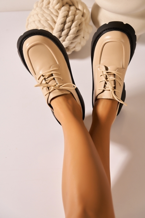 Pantofi dama casual Bej din Piele Ecologica Dayna - Img 2