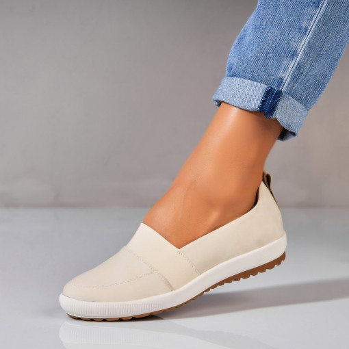 Pantofi dama casual Bej din Piele Ecologica Olesia - Img 3