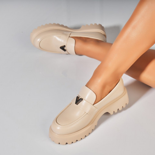 Pantofi dama casual Bej din Piele Ecologica Renny - Img 3