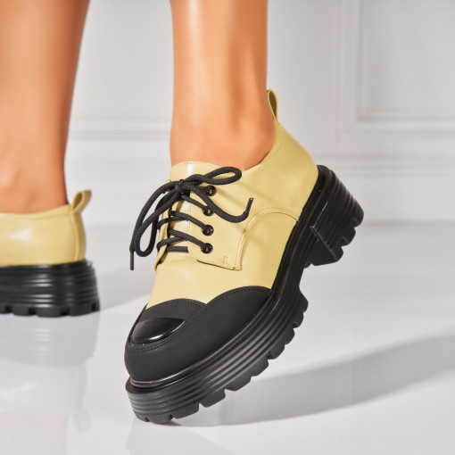 Pantofi dama casual Galbeni din Piele Ecologica Heidi - Img 2