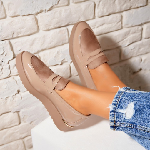 Pantofi dama casual Kaki din Piele Ecologica Lacuita Rozy - Img 2