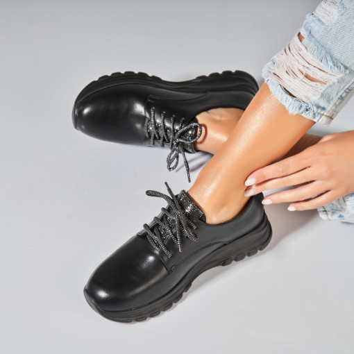 Pantofi dama casual Negri din Piele Ecologica Elisa - Img 3