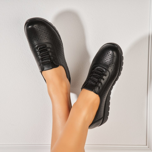 Pantofi dama casual Negri din Piele Ecologica Ilya - Img 3