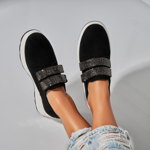 Pantofi dama casual Negri din Piele Ecologica Intoarsa Alaia2 - Img 2