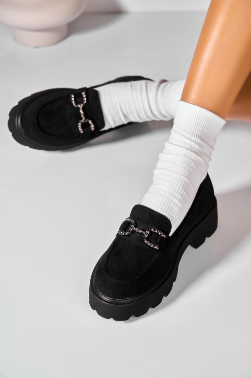 Pantofi dama casual Negri din Piele Ecologica Intoarsa Maslyn - Img 3