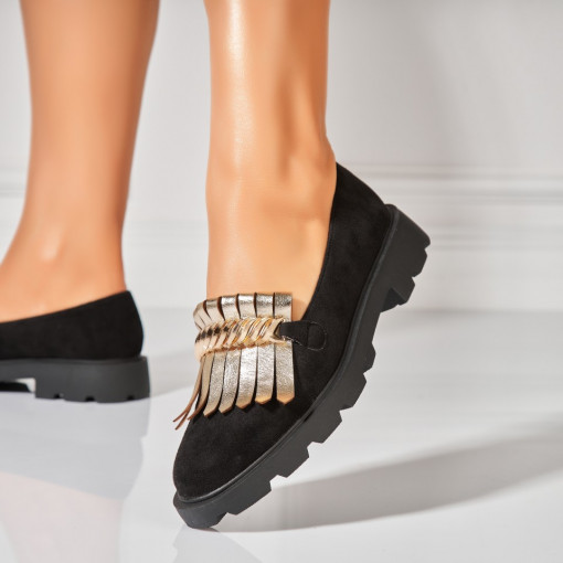 Pantofi dama casual Negri din Piele Ecologica Intoarsa Vania - Img 3