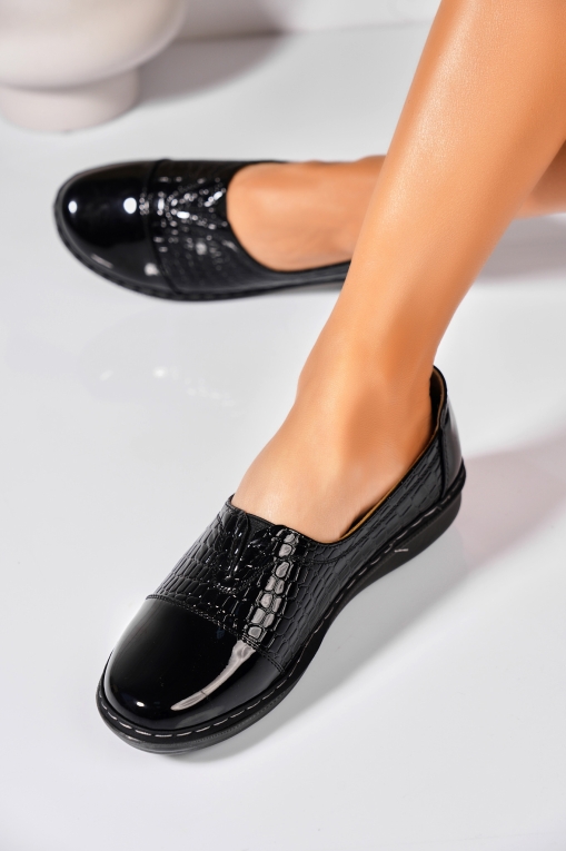 Pantofi dama casual Negri din Piele Ecologica Lacuita Kouri - Img 3