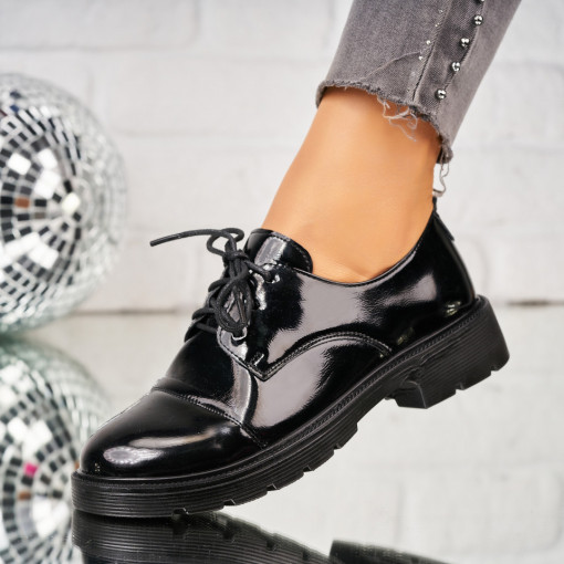 Pantofi dama casual Negri din Piele Ecologica Lacuita Sloan - Img 2