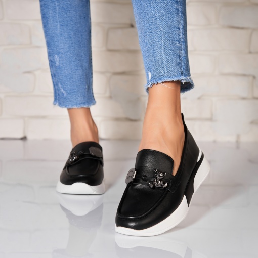 Pantofi dama casual Negri din Piele Ecologica Yoana - Img 3