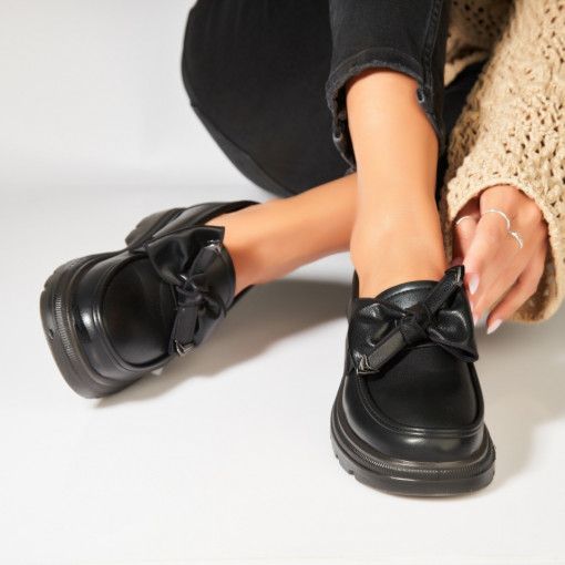 Pantofi dama casual Negri din Piele Ecologica Zendaia - Img 3