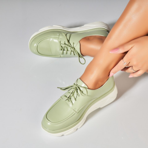 Pantofi dama casual Verzi din Piele Ecologica Sione - Img 3