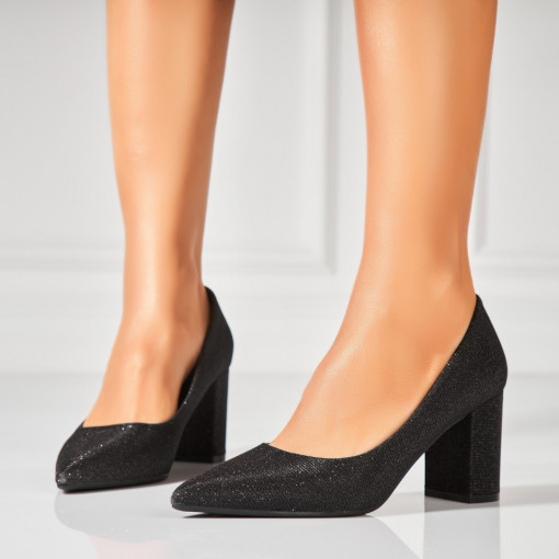 Pantofi dama cu toc Negri din Textil Crosley - Img 2