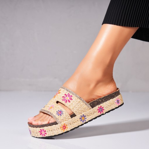 Papuci/Slapi Bej din Textil Mayuka - Img 2