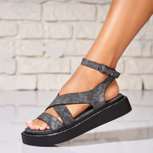 Sandale fara Toc din Piele Ecologica dama Negre Olivia - Img 3