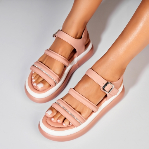 Sandale fara Toc din Piele Ecologica dama Roz Jenay - Img 2